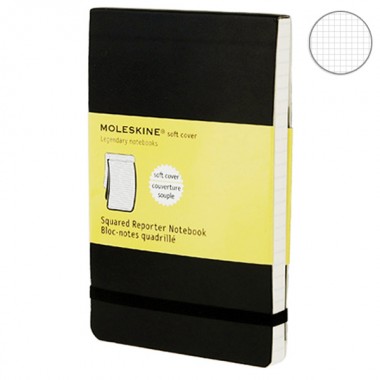 Записная Книжка Moleskine reporter A6 Клетка Черная Мягкая Обложка