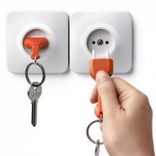 Ключница настенная и брелок для ключей Unplug Qualy Оранжевый / Белый