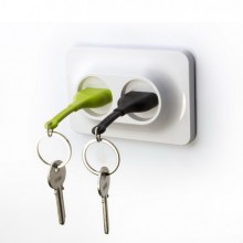 Ключница настенная и брелки для ключей Double Unplug Qualy Зеленый / Черный / Белый