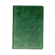 Кожаная обложка для паспорта Turtle, Восточный узор, зеленый