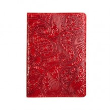 Кожаная обложка для паспорта Turtle, Восточный узор, красный