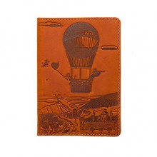 Кожаная обложка для паспорта Turtle, Воздушный шар (Приключения), винтажный рыжий