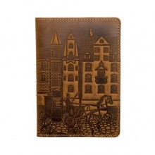 Кожаная обложка для паспорта Turtle, Старинный город, винтажный хаки