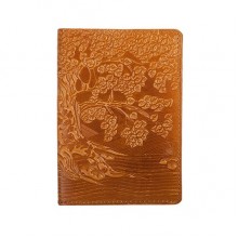 Кожаная обложка для паспорта Turtle, Дерево (Древо познаний), желтый