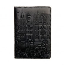 Кожаная обложка для паспорта Turtle, Старинный город, темно-серый