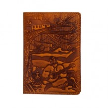 Кожаная обложка для паспорта Turtle, Казак Мамай, винтажный рыжий